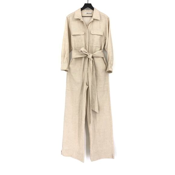 BOA Linen Blend Belted Jumpsuit Cream S - Picture 1 of 16